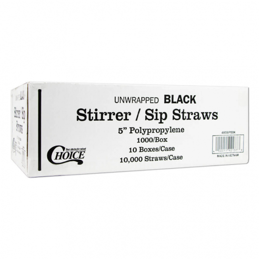 Unwrapped 5" Coffee Stirrer Black Plastic Straws