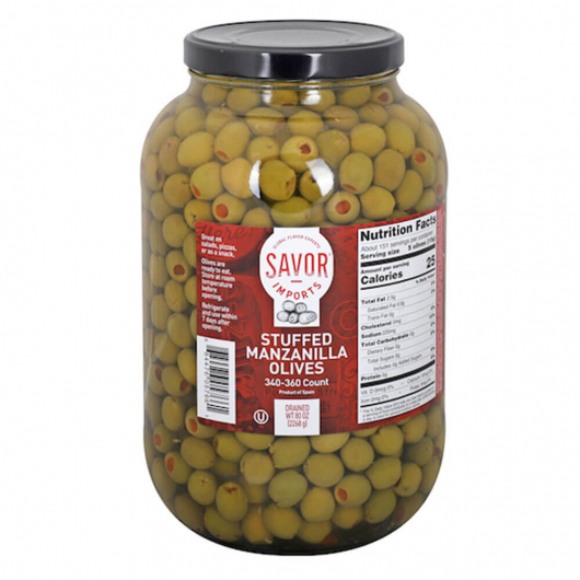 Manzanilla Green Olives Stuffed with Pimiento in Brine