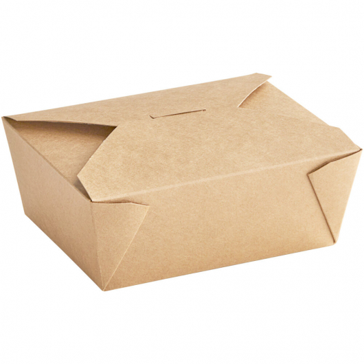 #8 Folded Kraft Paper Microwavable Container 6" x 4 3/4" x 2 1/2"
