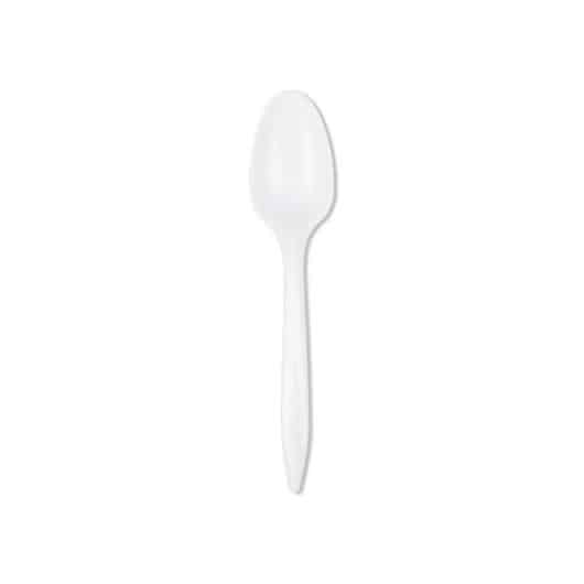 Medium Weight White Plastic Spoons