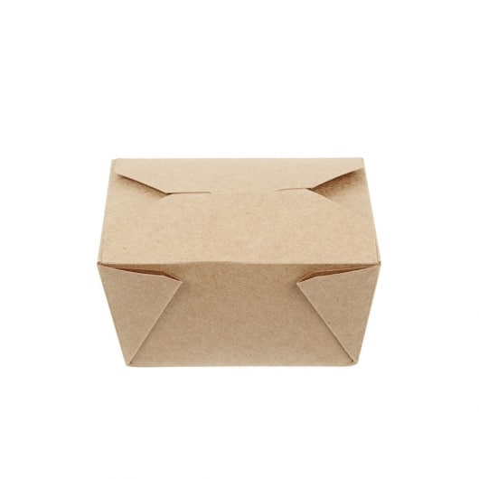#1 Folded Kraft Paper Microwavable Container 4 3/8" x 3 1/2" x 2 1/2"