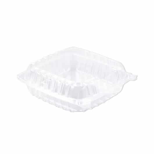 Hinged Container Clear Plastic with High Domed Lid 8 1/4" x 8 1/4" x 3"