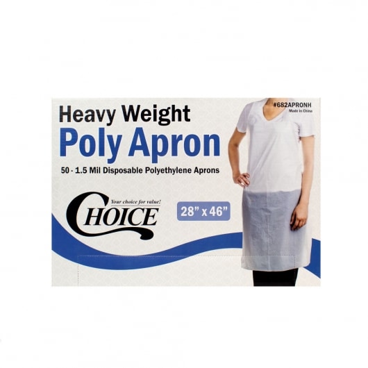 Disposable White Polyethylene Apron 46" x 28"