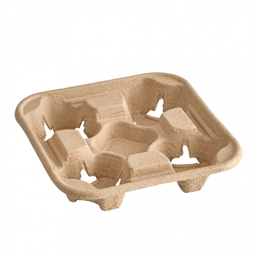 Biodegradable Pulp Fiber 4 Cup Carrier