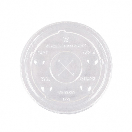 Compostable Clear Plastic Lid with Straw Slot 9,12, & 20 oz Cold Drink