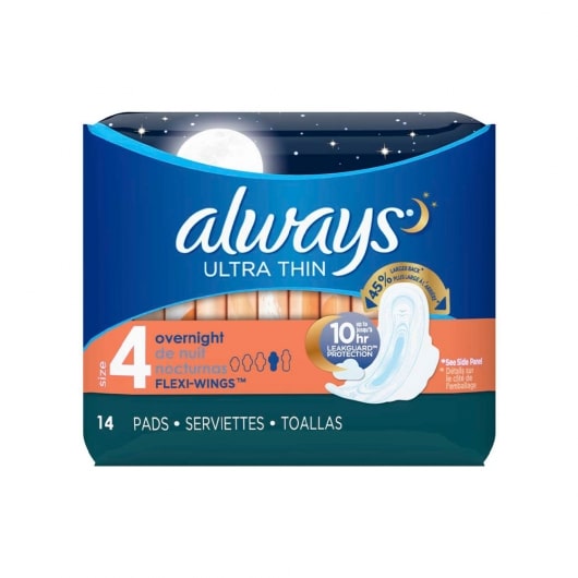 Always UltraThin Overnight Pad with Flexiwings (14 ct)