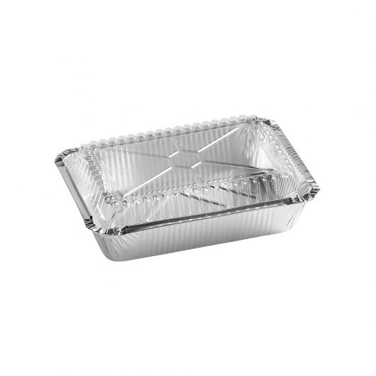 Oblong Foil Take-Out Pan with High Dome Clear Plastic Lid 2.25 lb