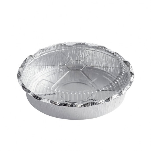 Round Foil Take-Out Pan with High Dome Clear Plastic Lid 9"