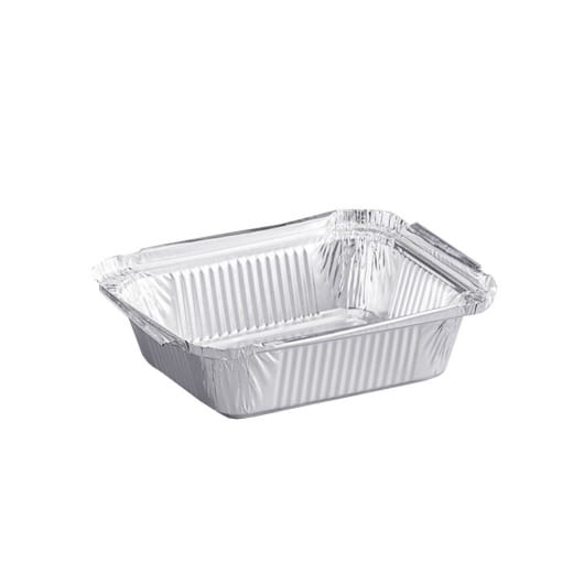 Oblong Foil Take-Out Pan with High Dome Clear Plastic Lid 1 lb