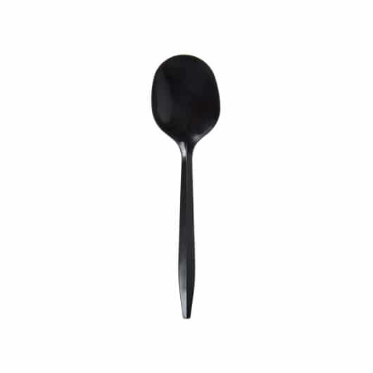 Medium Weight Black Plastic Soup Spoons