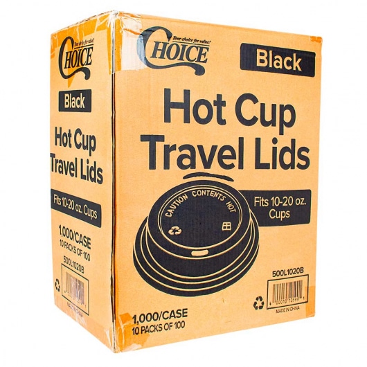 Black Hot Paper Cup Lids 10-20 oz