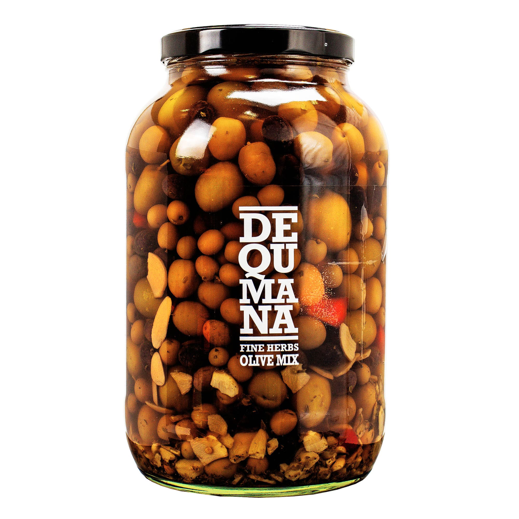 Spanish Olive Mix with Herbs in Brine with Pits by Dequmana Food