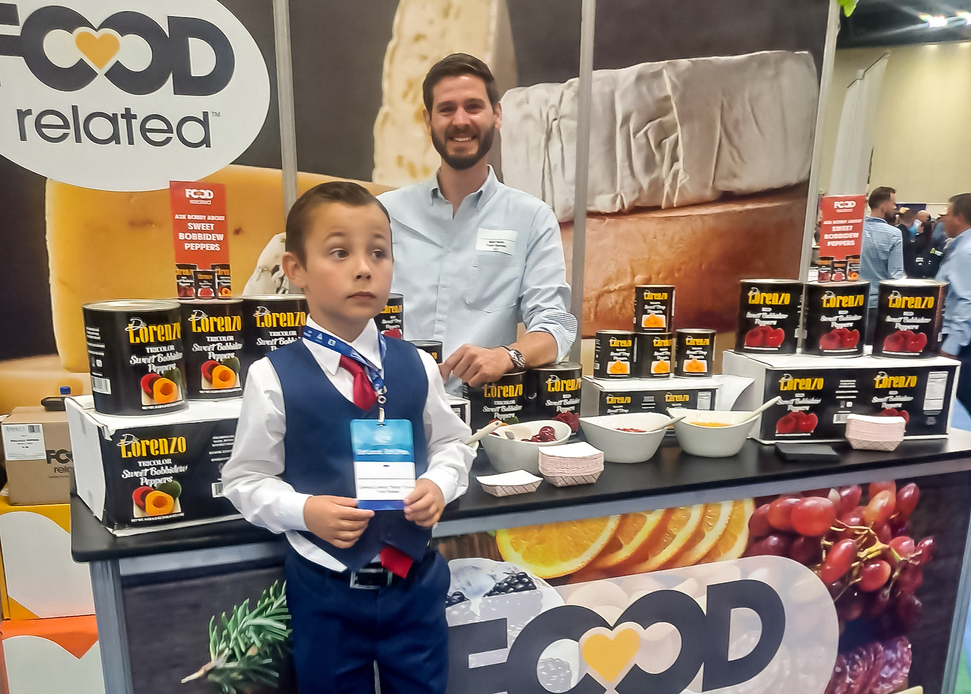 Bobby showing off Di Lorenzo peppers at a food show | Food Related | San Antonio TX